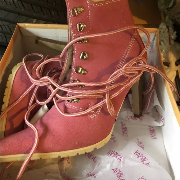 Ladies Pink Cow Suede Booties - Picture 2 of 5